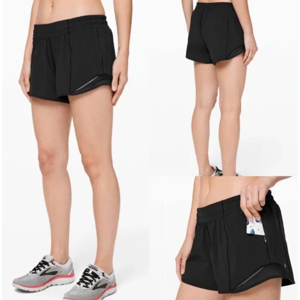 NWT‎ Lululemon Hotty Hot Short II *Long 4" Black Size 6